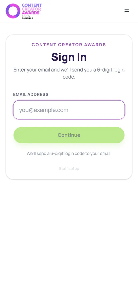 Signing in with an email code on a phone